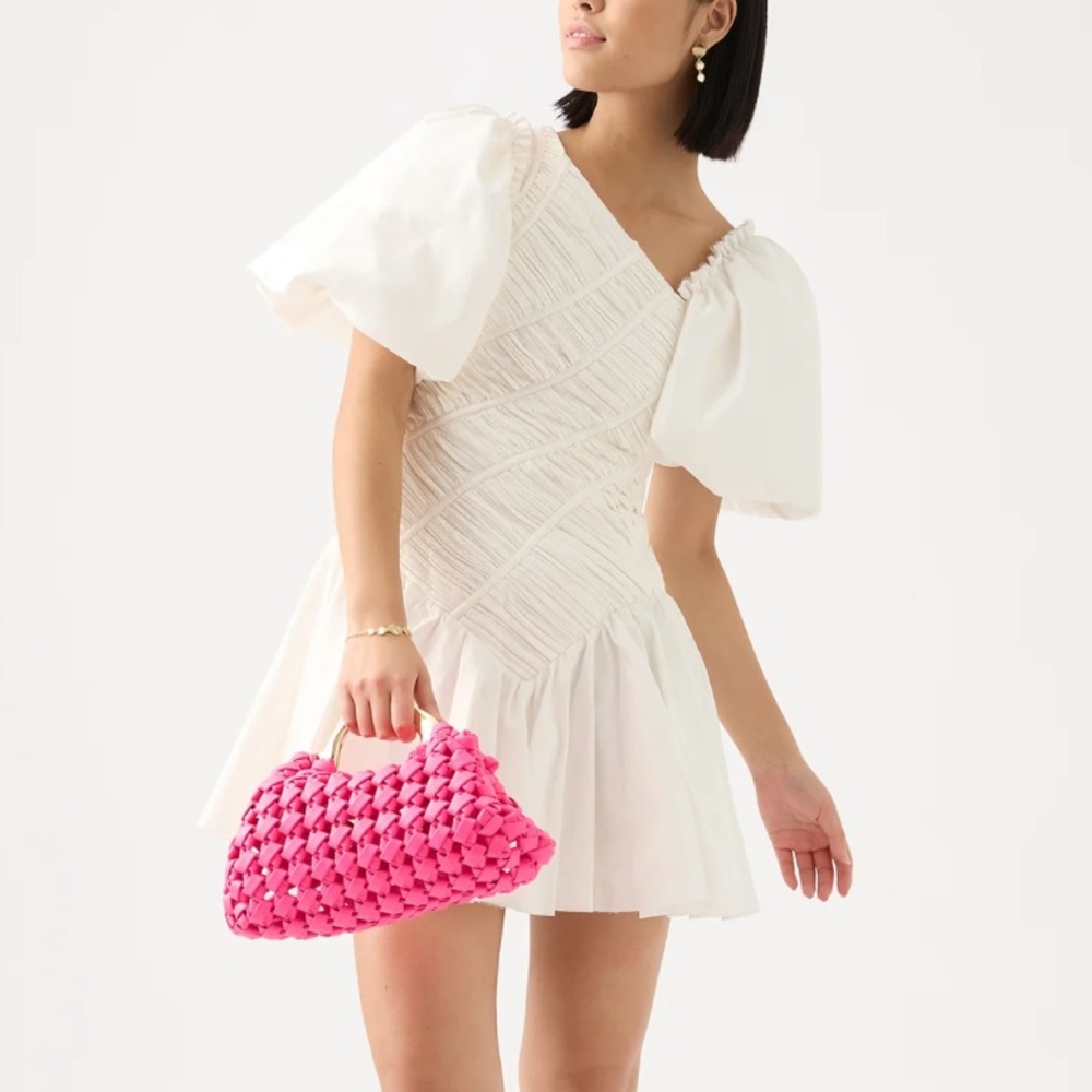Aje Dawn Drawstring Puff Sleeve Mini Dress